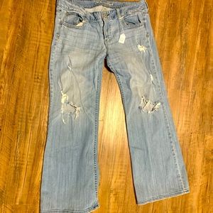 American Eagle Hipster Super Distressed Wide Leg Jeans, Size 14 (#12)